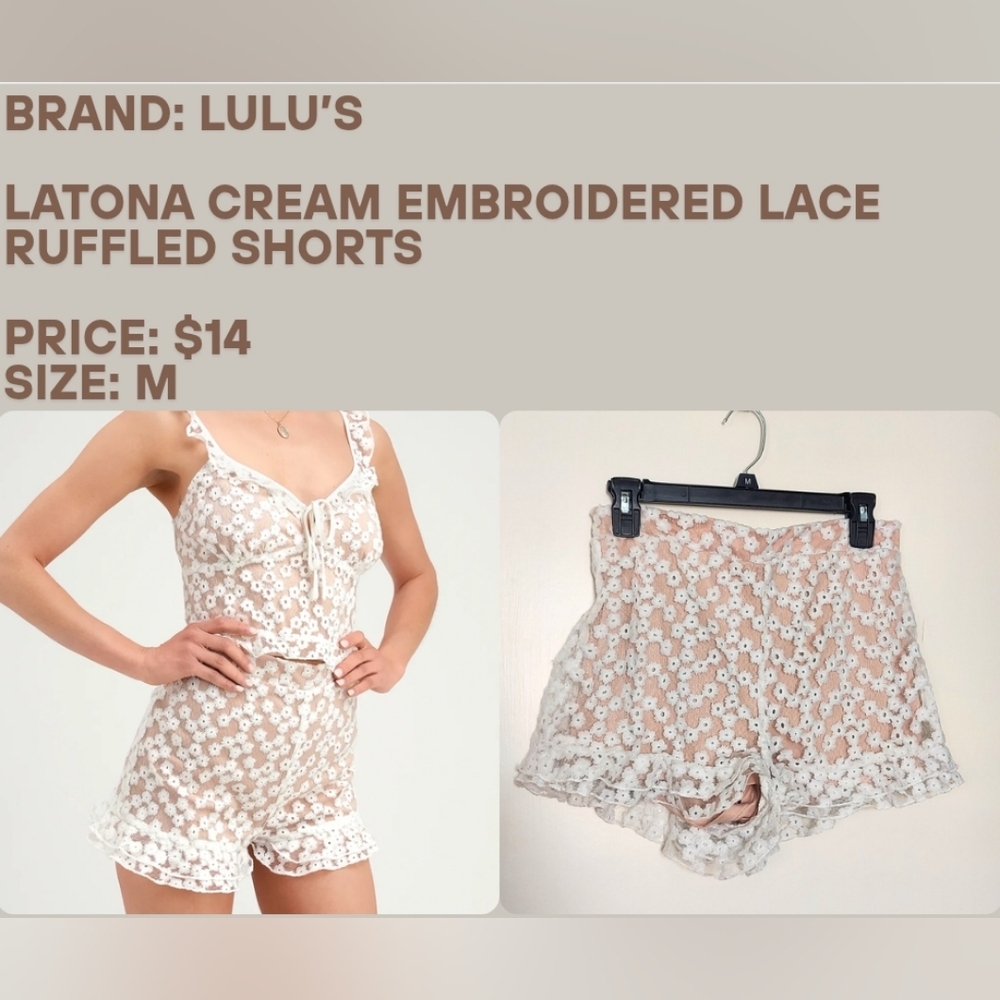 LULU'S Embroidered Lace Ruffled Shorts | Size M